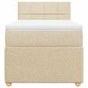 vidaXL Pat box spring cu saltea, crem, 80x200 cm, textil