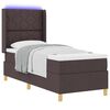 vidaXL Pat cu arcuri cu saltea cu headboard Maro 140 x 200 cm țesătură