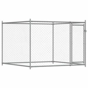 vidaXL Cușcă pentru c&acirc;ini cu ușă, gri, 2x2x1,5 m, oțel galvanizat