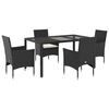 vidaXL Set mobilier de grădină cu perne 5 piese negru poliratan&sticlă