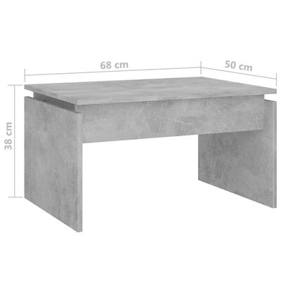 vidaXL Măsuță de cafea, gri beton, 68x50x38 cm, PAL