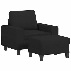 vidaXL Fotoliu canapea cu taburet, negru, 60 cm, material textil