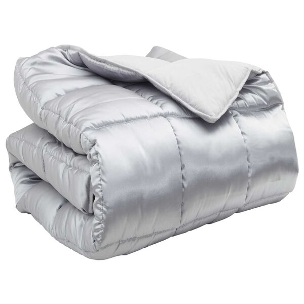 vidaXL Duvet de iarnă Argintiu 200 x 200 cm Satin și Microfibra