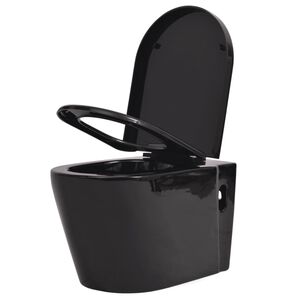 vidaXL Vas toaletă cu montare pe perete, ceramică, negru