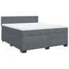 vidaXL Pat box spring cu saltea, gri &icirc;nchis, 180x200 cm, catifea