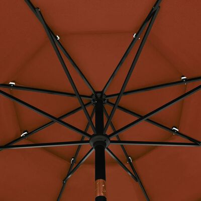 vidaXL Umbrelă de soare 3 niveluri, stâlp aluminiu, cărămiziu, 3,5 m