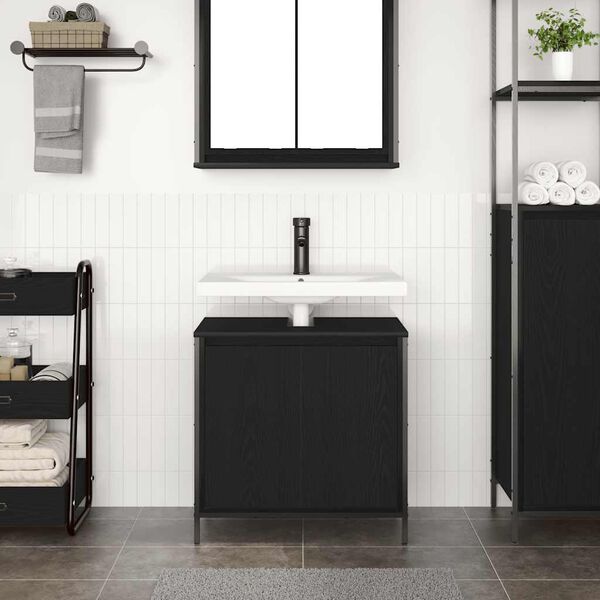 vidaXL Dulap pentru lavoar baie negru 60x34,5x60 cm
