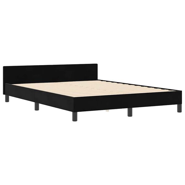 vidaXL Pat cu arcuri cu headboard Negru 140 x 190 cm Catifea