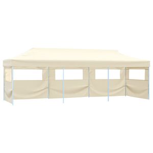 vidaXL Cort de petrecere pliabil cu 5 pereți laterali, crem, 3 x 9 m