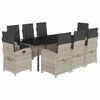vidaXL Set mobilier grădină cu perne, 9 piese, gri deschis, poliratan
