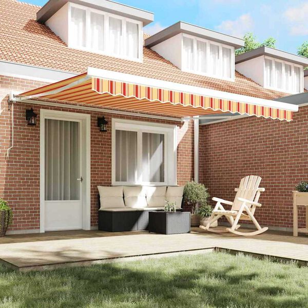 vidaXL Cortina Retractabilă Galben și Roșu 400 &times; 300 cm Stofă și Metal
