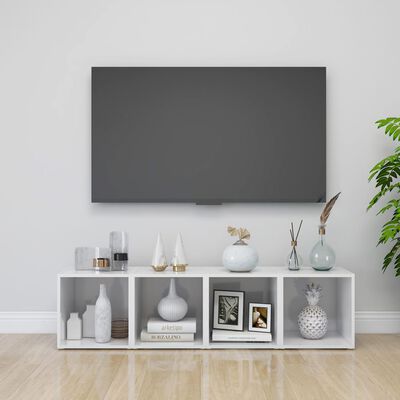 vidaXL Comodă TV, alb extralucios, 37x35x37 cm, PAL