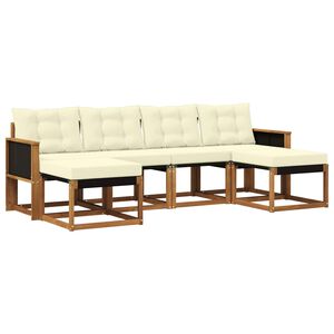 vidaXL Set de canapele de exterior cu pernă 6 pcs Natural și Crem