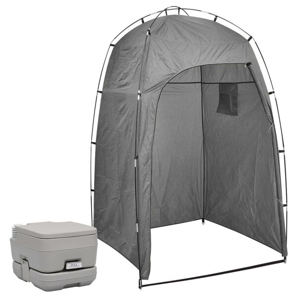 vidaXL Toaletă portabilă de camping cu cort, 10+10 L