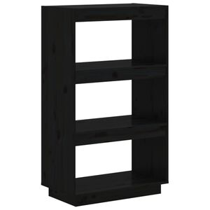 vidaXL Bibliotecă/Separator cameră negru 60x35x103 cm lemn masiv pin