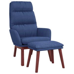 vidaXL Scaun de relaxare cu taburet, albastru, textil
