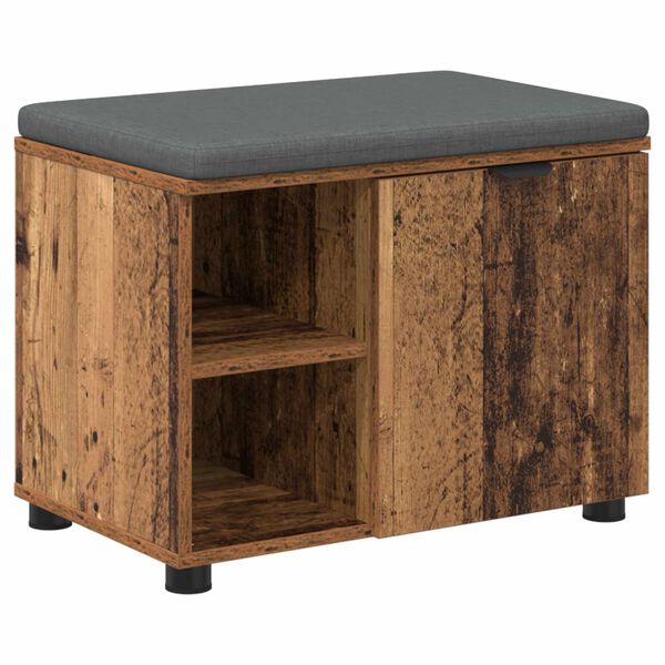 vidaXL Bancă pentru hol cu pernă cu raft Lemn vechi 60 x 38 x 46 cm