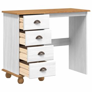 vidaXL Masă de scris ASKIM Alb 95 x 40 x 75 cm Lemn de pin masiv