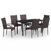 vidaXL Set mobilier de grădină, 7 piese, maro și negru