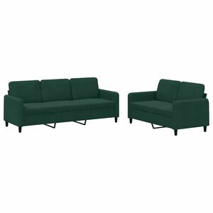 vidaXL Set canapele, 2 piese, verde &icirc;nchis, catifea