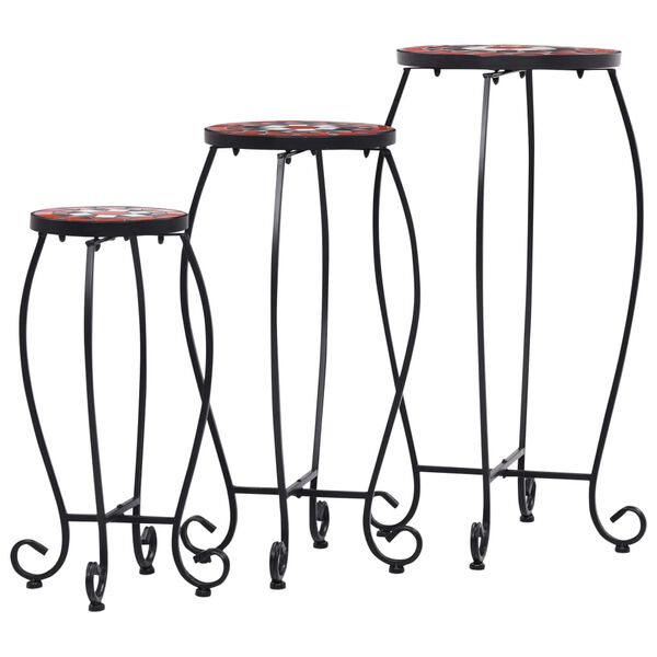 vidaXL Mese mozaic, 3 buc., cărămiziu și alb, ceramică