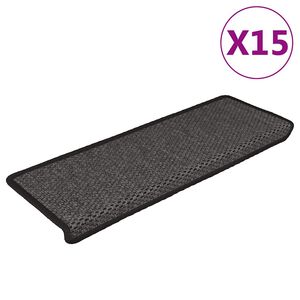 vidaXL Covorașe scări autoadezive, 15 buc. antracit 65x21x4 cm sisal