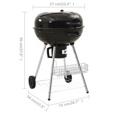 vidaXL Grătar barbecue pe cărbuni cu recipient, 73x58x96 cm, oțel