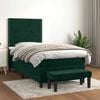 vidaXL Pat box spring cu saltea, verde &icirc;nchis, 90x200 cm, catifea