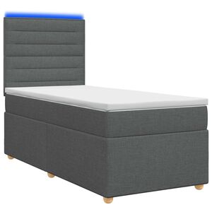 vidaXL Pat boxspring cu saltea Gri &icirc;nchis 100 x 200 cm Țesătură