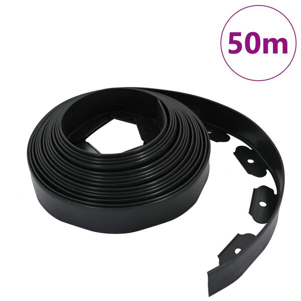 vidaXL Borduri pentru gazon Negru 5000 x 4 x 5 cm Plastic