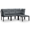 vidaXL Set mobilier de grădină, 4 piese, negru și gri, poliratan