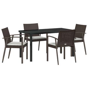 vidaXL Set de masă pentru grădină 5 pcs Maro și negru Ratan PE