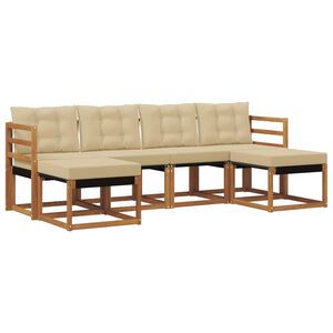 vidaXL Set de canapele de exterior cu pernă 6 pcs Natural și Bej