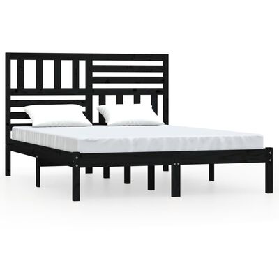 vidaXL Cadru de pat, negru, 140x200 cm, lemn masiv de pin