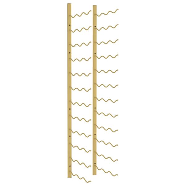 vidaXL Suport sticle de vin montat pe perete, 36 sticle, auriu, fier