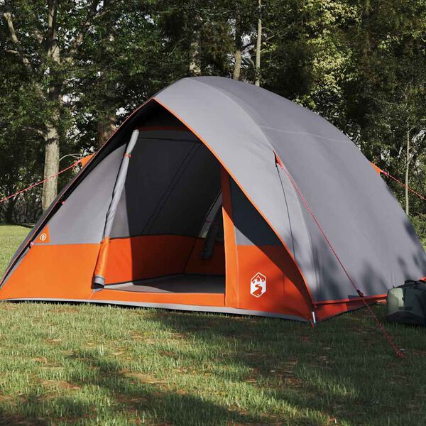 vidaXL Cort de Camping Gri și Portocalie 275 x 230 x 140 cm tafta