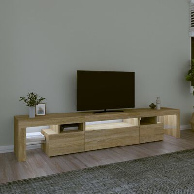 vidaXL Comodă TV cu lumini LED, stejar sonoma, 215x36,5x40cm