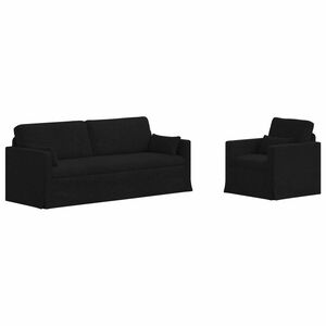 vidaXL Canapea 2 pcs Negru 198 x 78 x 80 cm țesătură