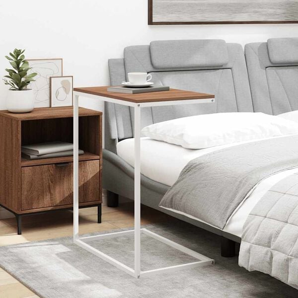 vidaXL Masă laterală, alb, 55x35x66 cm, lemn compozit