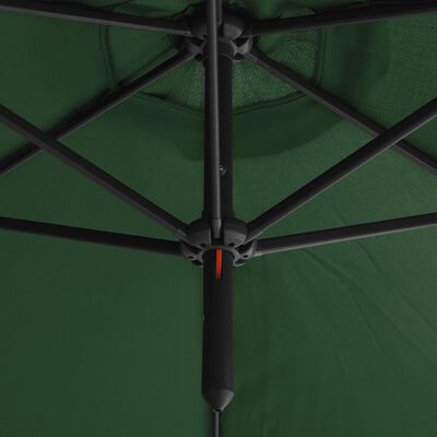 vidaXL Umbrelă de soare dublă cu stâlp din oțel, verde, 600 cm