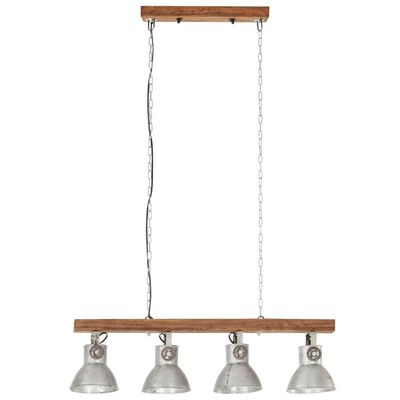 vidaXL Lampă suspendată industrială, argintiu, lemn de mango, E27