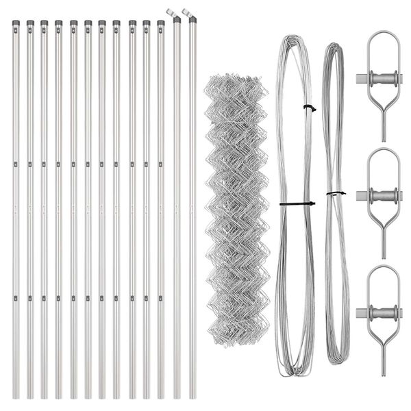 vidaXL Împrejmuire din plasă cu stâlpi Argintiu 1.2 x 25 m Oțel