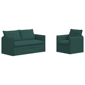 vidaXL Set de canapea 2 buc. Verde &icirc;nchis Țesătură
