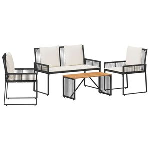 vidaXL Set de Mobilier pentru Exterior 4 pcs Negru și Alb crem