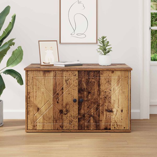 vidaXL Casa pentru pisici Lemn vechi 85 x 55 x 50 cm Lemn compozit