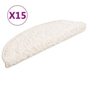 vidaXL Covorașe pentru scări, 15 buc., 56x17x3 cm, albe, semirotunde