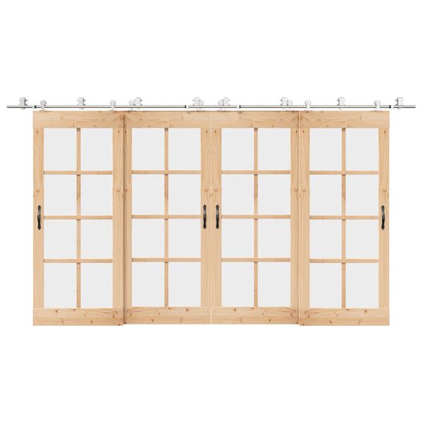 vidaXL Set piese pentru ușă glisantă, argintiu, 400 cm oțel inoxidabil