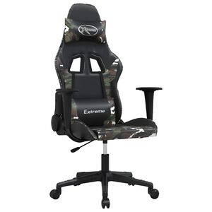 vidaXL Scaun de gaming de masaj, negru și camuflaj, piele ecologică