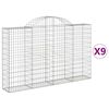 vidaXL Coșuri gabion arcuite 9 buc, 200x30x120/140 cm, fier galvanizat