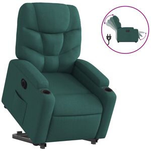 vidaXL Fotoliu electric rabatabil cu ridicare, verde &icirc;nchis, textil